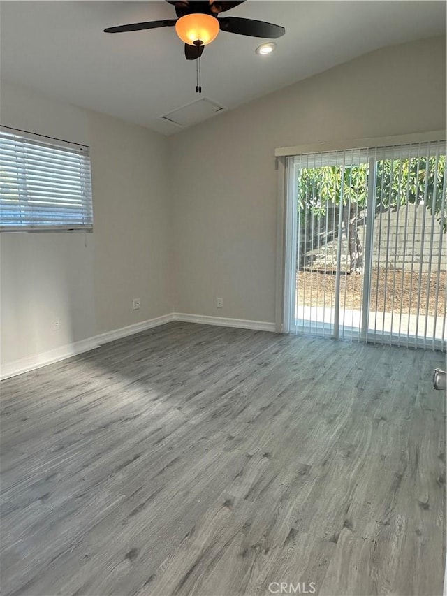 350 E 223rd St, Carson, CA 90745 - unfurnished room with a ceiling fan, wood finished floors, and lofted ceiling