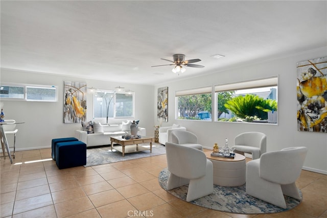 6152 Anthony Ave, Garden Grove, CA 92845 - living area with a ceiling fan and light tile patterned floors