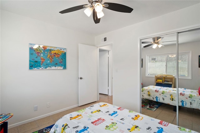 6152 Anthony Ave, Garden Grove, CA 92845 - bedroom featuring tile patterned floors, a closet, and a ceiling fan