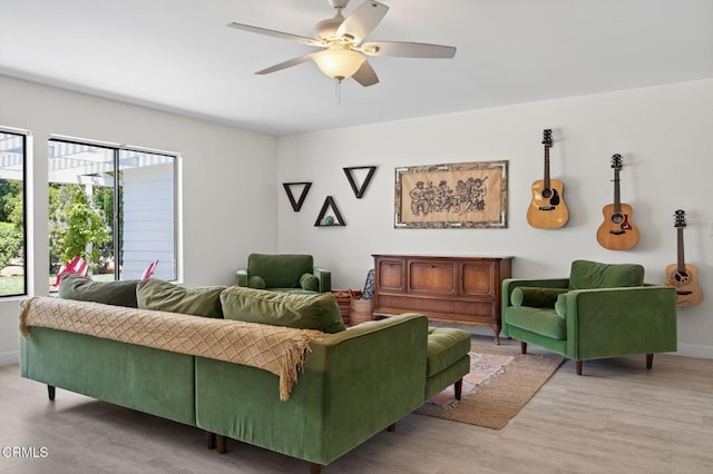 995 S La Luna Ave, Ojai, CA 93023 - living area featuring a ceiling fan and light wood-style floors