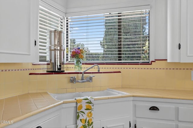 995 S La Luna Ave, Ojai, CA 93023 - kitchen with white cabinetry and backsplash