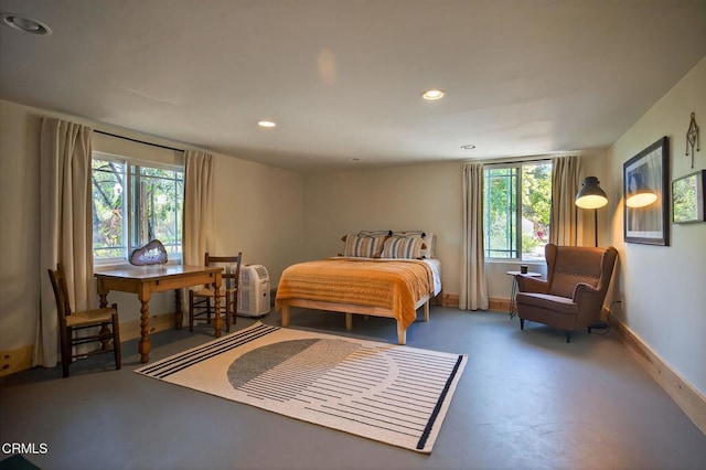 995 S La Luna Ave, Ojai, CA 93023 - bedroom featuring concrete floors, multiple windows, and recessed lighting