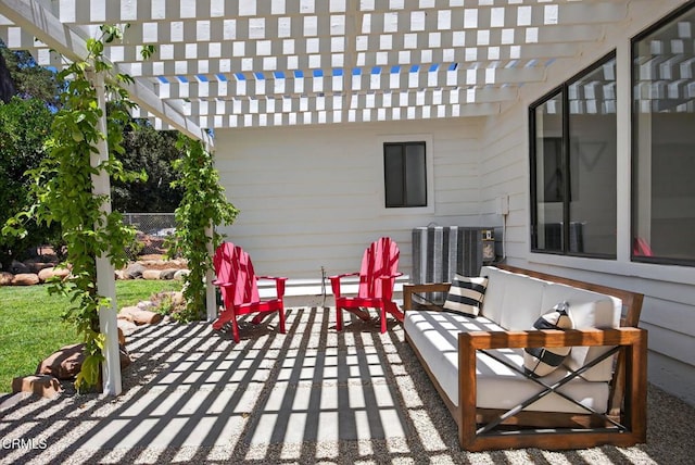 995 S La Luna Ave, Ojai, CA 93023 - view of patio / terrace featuring a pergola and an outdoor living space