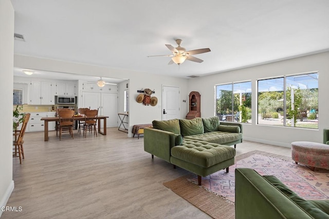 995 S La Luna Ave, Ojai, CA 93023 - living area featuring ceiling fan and light wood finished floors