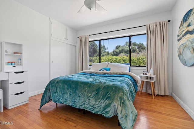 995 S La Luna Ave, Ojai, CA 93023 - bedroom with light wood-type flooring, a closet, and ceiling fan