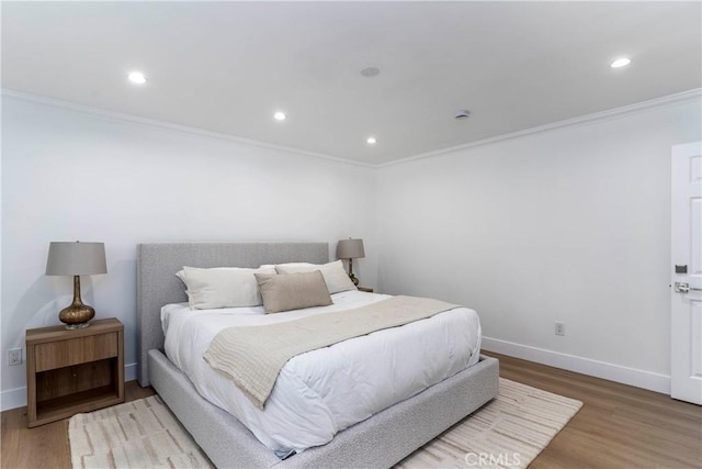 22608 Crespi St, Woodland Hills, CA 91364 - bedroom with ornamental molding, wood finished floors, and recessed lighting