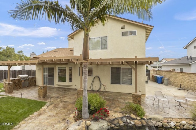 1531 Daphne Ave, Ventura, CA 93004 - rear view of house with stucco siding, exterior kitchen, a fenced backyard, and a patio area
