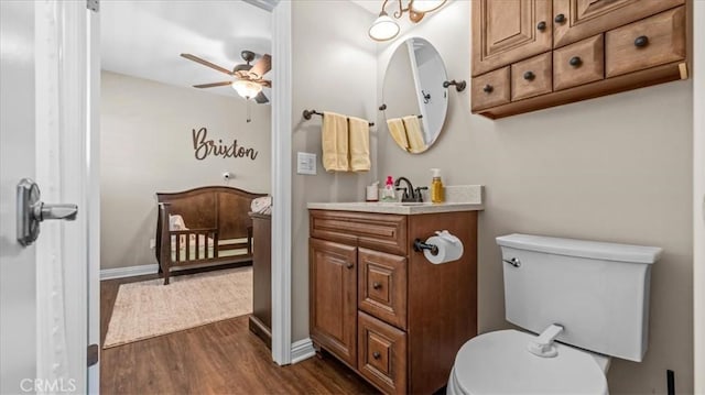 1052 Golden Rain St, Upland, CA 91786 - bathroom with a ceiling fan, wood finished floors, and vanity