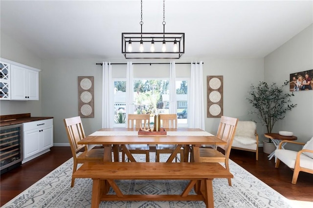 348 Clubhouse Dr, Santa Maria, CA 93455 - dining room featuring beverage cooler and dark wood-style floors