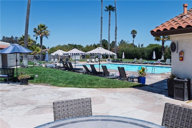 348 Clubhouse Dr, Santa Maria, CA 93455 - community pool featuring a patio