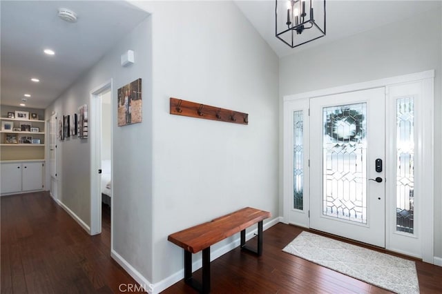 348 Clubhouse Dr, Santa Maria, CA 93455 - entryway with dark wood-style flooring, plenty of natural light, a chandelier, and recessed lighting
