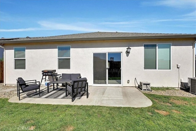 5516 Sunhaven St, Marysville, CA 95901 - rear view of property with a lawn, a patio area, and stucco siding