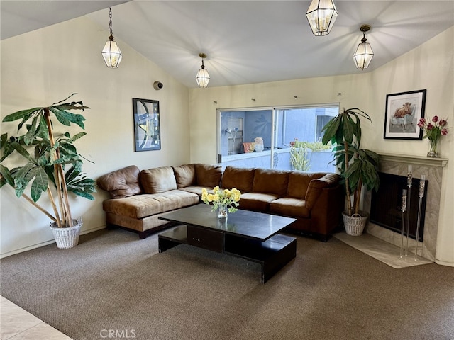 7640 Oso Ave Unit 316, Winnetka, CA 91306 - carpeted living area featuring lofted ceiling
