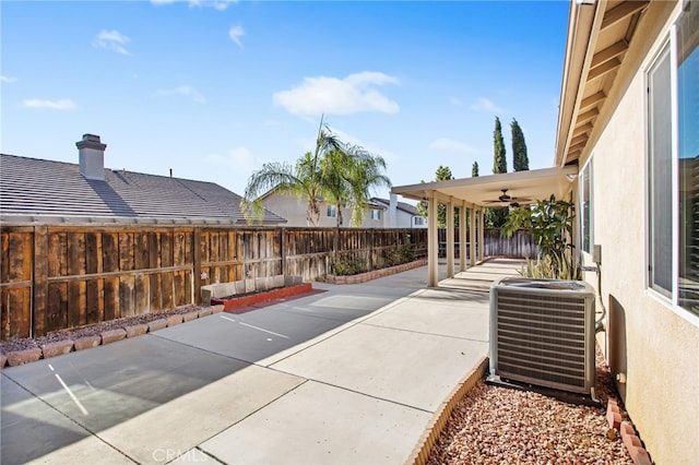 31241 Casera Ct, Menifee, CA 92584 - fenced backyard featuring ceiling fan and a patio area