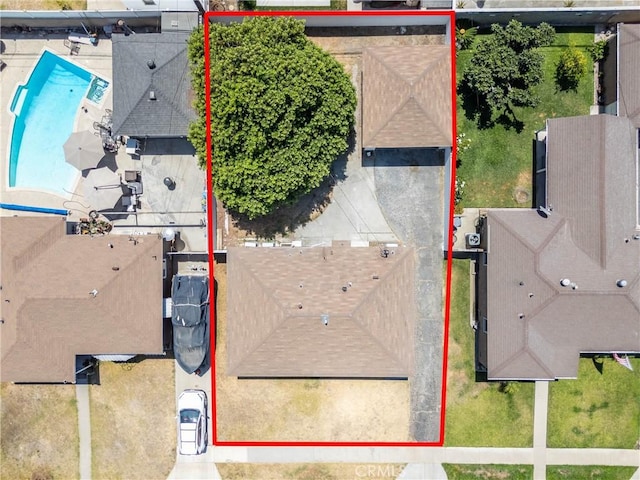 8168 Summerfield Ave, Whittier, CA 90606 - aerial view of property's location featuring a pool area and property boundaries highlighted