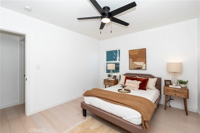 8168 Summerfield Ave, Whittier, CA 90606 - bedroom with a ceiling fan and light wood-type flooring