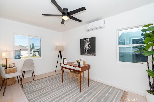 8168 Summerfield Ave, Whittier, CA 90606 - office area with a wall mounted air conditioner and a ceiling fan