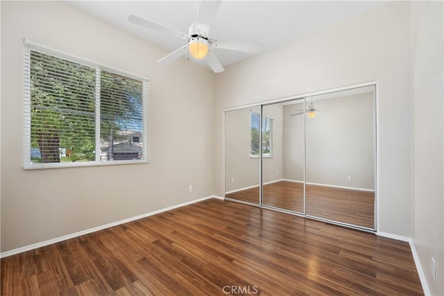 42730 Settlers Rdg, Murrieta, CA 92562 - unfurnished bedroom with wood finished floors, a closet, and ceiling fan