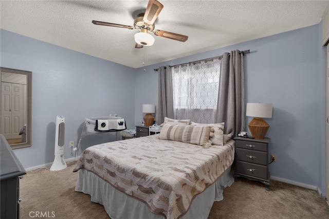 7420 London Ave, Rancho Cucamonga, CA 91730 - carpeted bedroom with a textured ceiling and ceiling fan