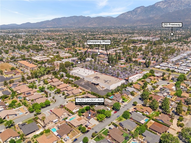 7420 London Ave, Rancho Cucamonga, CA 91730 - aerial overview of property's location with a mountain backdrop