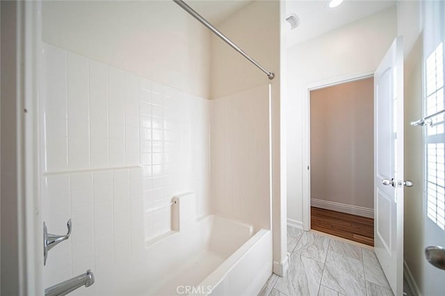 11905 Flicker Cv, Corona, CA 92883 - bathroom with bathtub / shower combination and marble look tiles