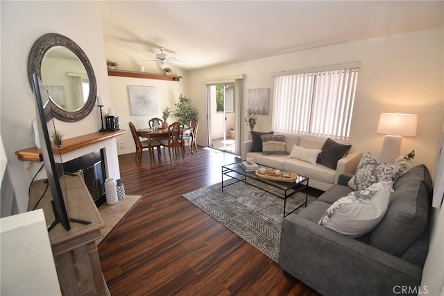 10246 Chaparral Way Unit G, Rancho Cucamonga, CA 91730 - living area featuring wood finished floors and a ceiling fan