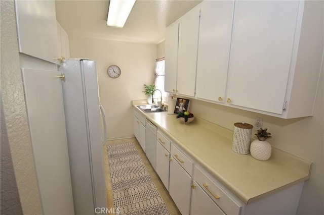 10246 Chaparral Way Unit G, Rancho Cucamonga, CA 91730 - kitchen with white appliances, light countertops, and white cabinets