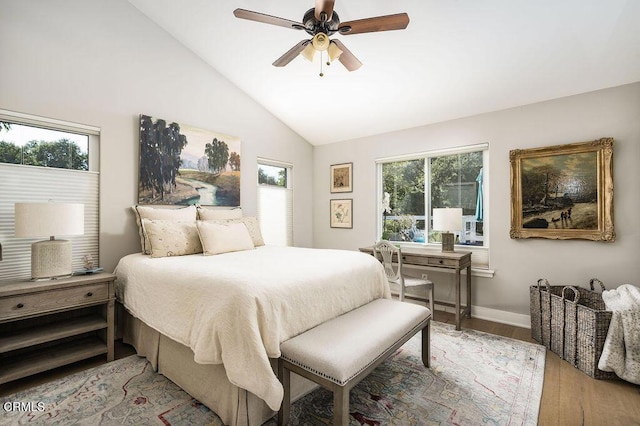 3041 Fairlea Rd, Santa Ynez, CA 93460 - bedroom with lofted ceiling, light wood-type flooring, and a ceiling fan
