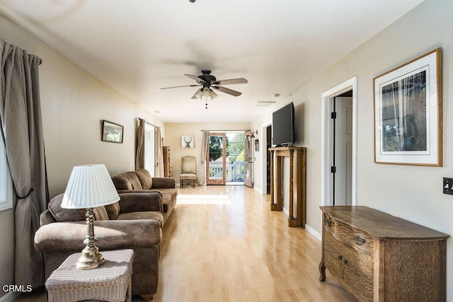 3041 Fairlea Rd, Santa Ynez, CA 93460 - living area with light wood-style floors and a ceiling fan
