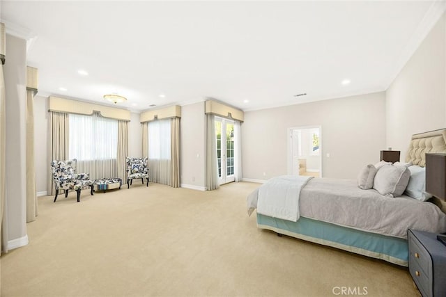 2832 Oak Knoll Dr, Diamond Bar, CA 91765 - bedroom with carpet, ornamental molding, recessed lighting, and ensuite bathroom
