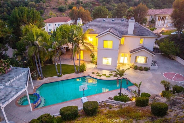 2832 Oak Knoll Dr, Diamond Bar, CA 91765 - view of swimming pool featuring a patio area and a pool with connected hot tub