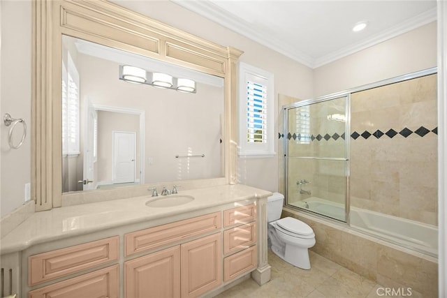 2832 Oak Knoll Dr, Diamond Bar, CA 91765 - full bathroom with vanity, tiled shower / bath, crown molding, and tile patterned floors