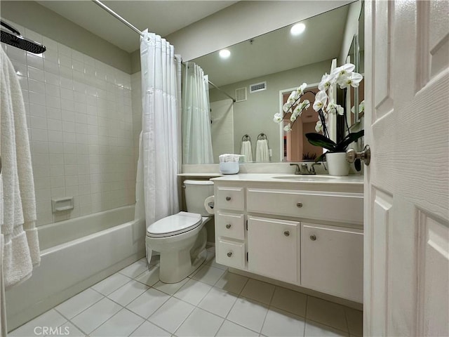 27721 Rubidoux, Mission Viejo, CA 92692 - full bathroom with tile patterned flooring, shower / bath combo, vanity, and recessed lighting