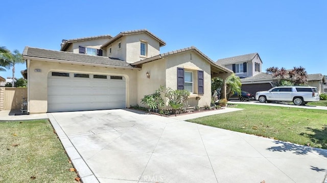 2056 Mission Hills Dr, Oxnard, CA 93036 - traditional home with concrete driveway, a garage, stucco siding, a front yard, and a tile roof