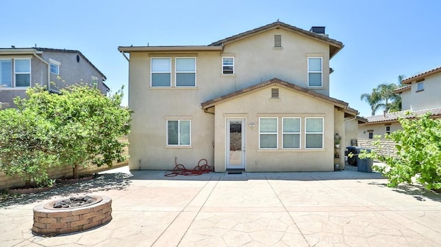 2056 Mission Hills Dr, Oxnard, CA 93036 - rear view of property featuring a fire pit, a patio, and stucco siding