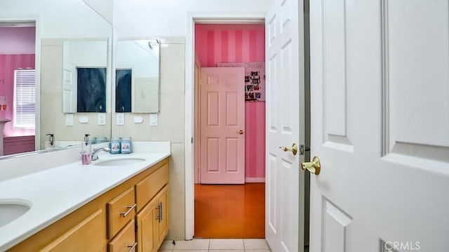 2056 Mission Hills Dr, Oxnard, CA 93036 - bathroom with double vanity and tile patterned flooring