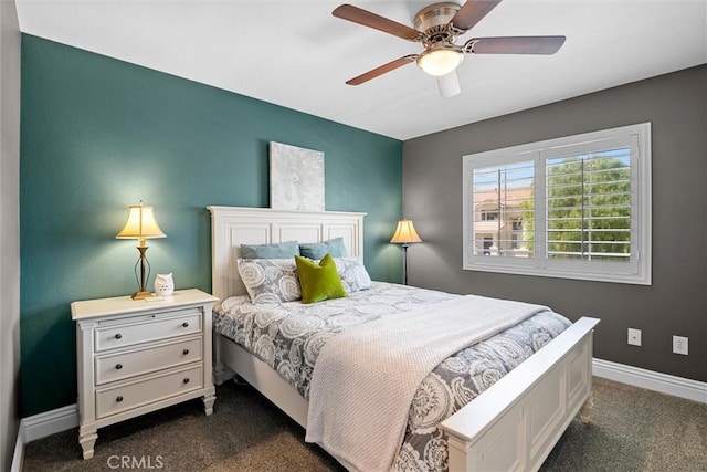 775 Via Blairo, Corona, CA 92879 - bedroom with dark colored carpet and a ceiling fan