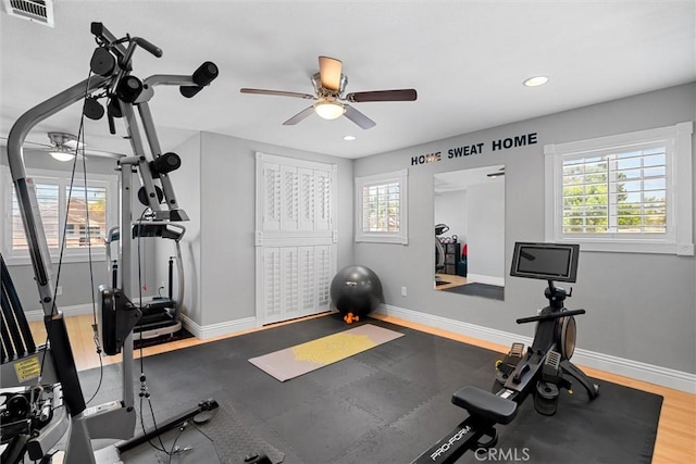775 Via Blairo, Corona, CA 92879 - exercise room with ceiling fan, recessed lighting, and wood finished floors