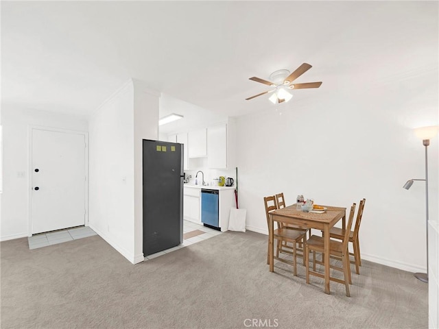 525 S Shelton St Unit 205, Burbank, CA 91506 - dining area featuring light carpet and ceiling fan