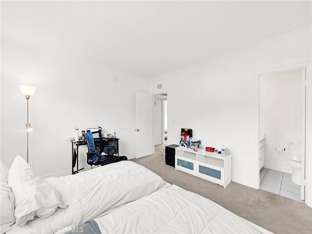 525 S Shelton St Unit 205, Burbank, CA 91506 - bedroom with light carpet, crown molding, and ensuite bathroom