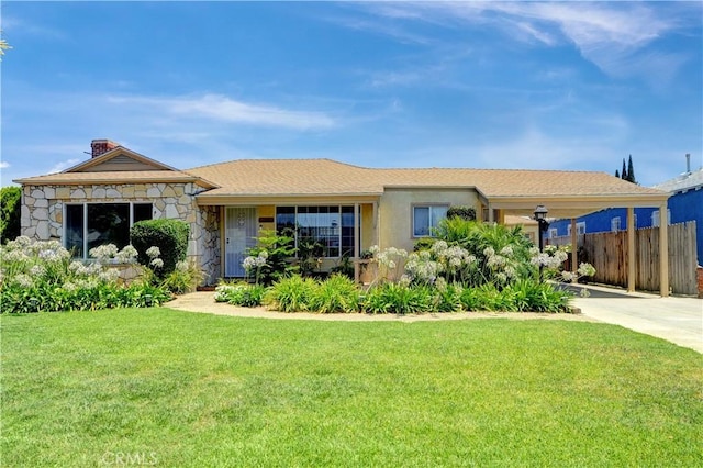 12108 Muriel Dr, Lynwood, CA 90262 - single story home featuring stone siding, driveway, and a chimney