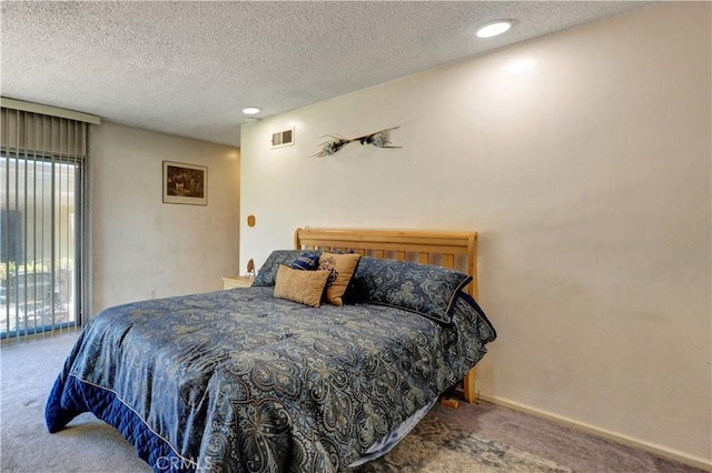12108 Muriel Dr, Lynwood, CA 90262 - bedroom featuring carpet flooring, access to outside, a textured ceiling, and recessed lighting