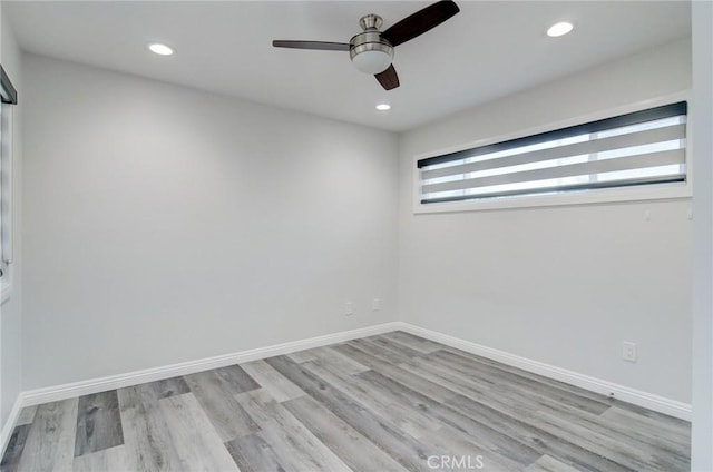 12517 Walcroft St, Lakewood, CA 90715 - empty room featuring a ceiling fan, wood finished floors, and recessed lighting