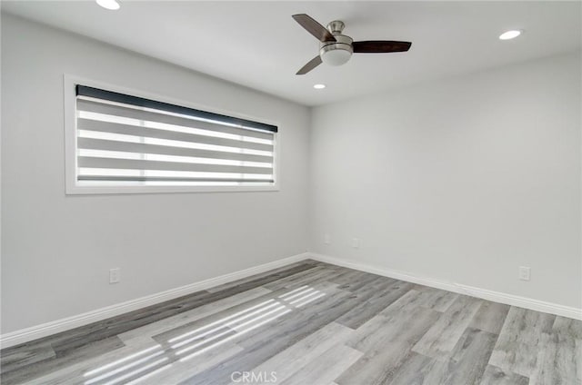 12517 Walcroft St, Lakewood, CA 90715 - unfurnished room featuring light wood finished floors, a ceiling fan, and recessed lighting