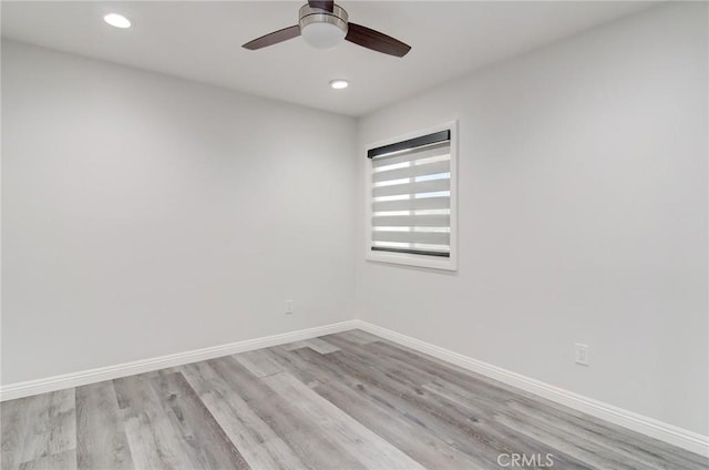 12517 Walcroft St, Lakewood, CA 90715 - unfurnished room featuring light wood-style flooring, a ceiling fan, and recessed lighting