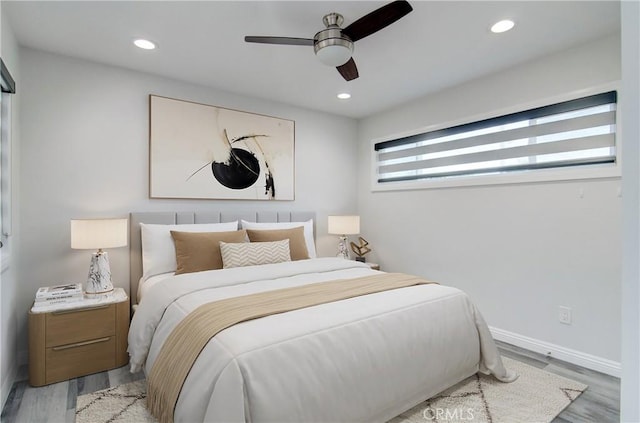 12517 Walcroft St, Lakewood, CA 90715 - bedroom featuring light wood-type flooring, a ceiling fan, and recessed lighting