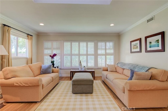1251 Hackett Ave, Long Beach, CA 90815 - living area with light wood-style floors, crown molding, and recessed lighting