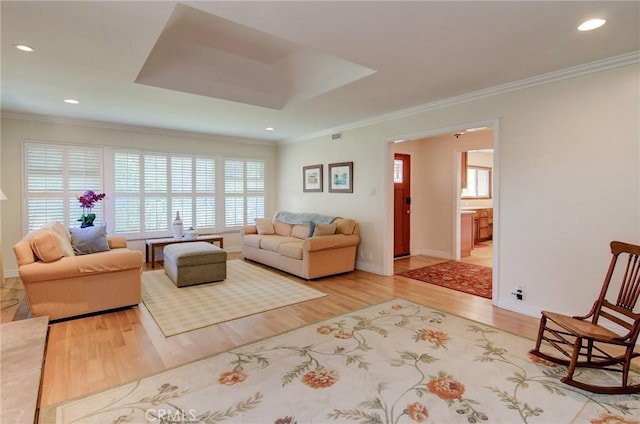 1251 Hackett Ave, Long Beach, CA 90815 - living area with ornamental molding, wood finished floors, and recessed lighting