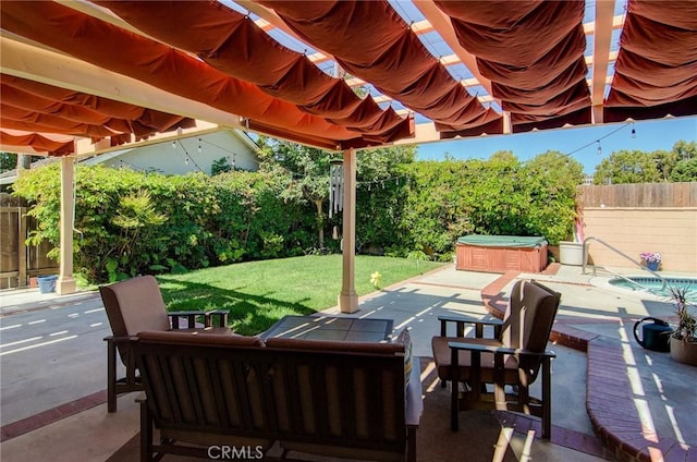 1251 Hackett Ave, Long Beach, CA 90815 - fenced backyard with a hot tub, a patio area, and a pool