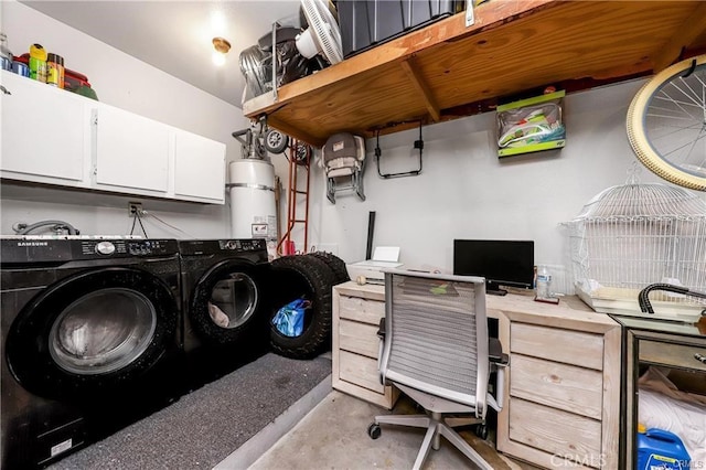 13750 Hubbard St Unit 77, Sylmar, CA 91342 - laundry room with washing machine and dryer, cabinet space, and a desk